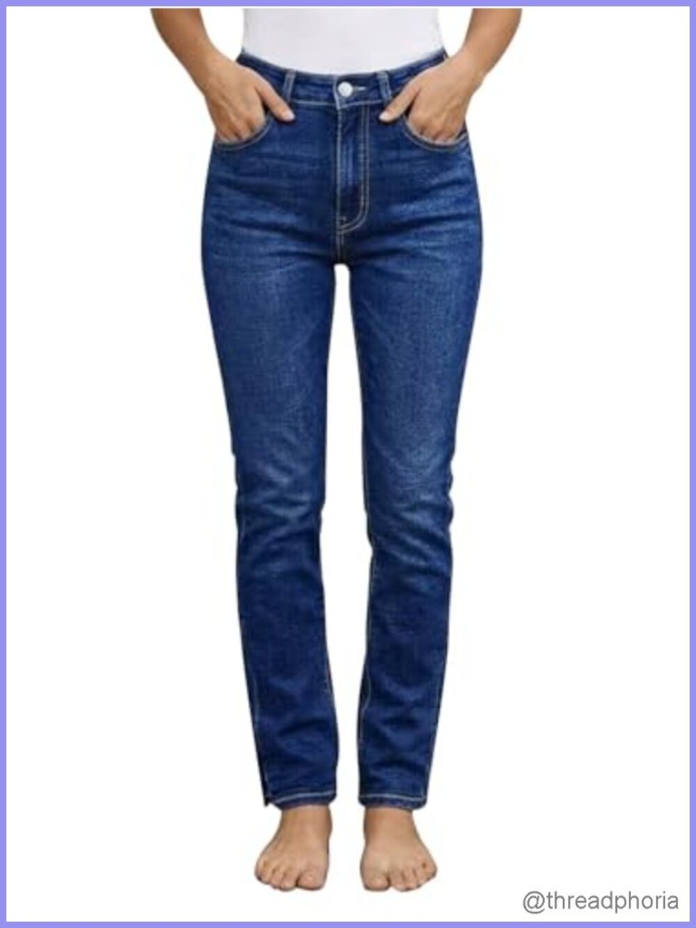 High Waist Butt Lifting Skinny Jeans Women Button Hem Tummy Control Vintage